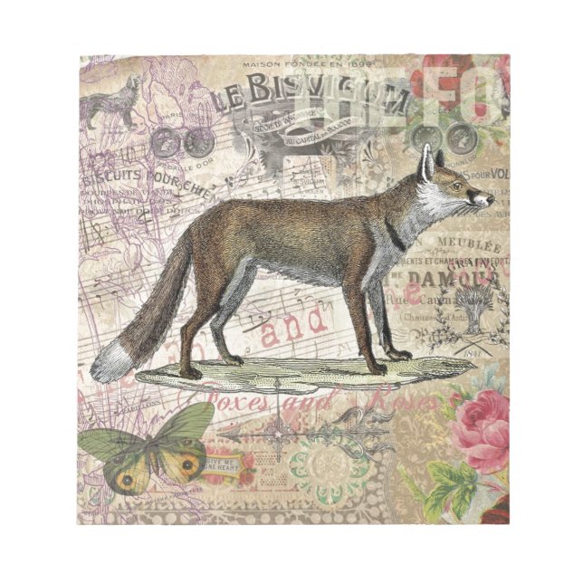 Bloc De Notas Ilustracion de animales de la vida silvestre Fox (Frente)