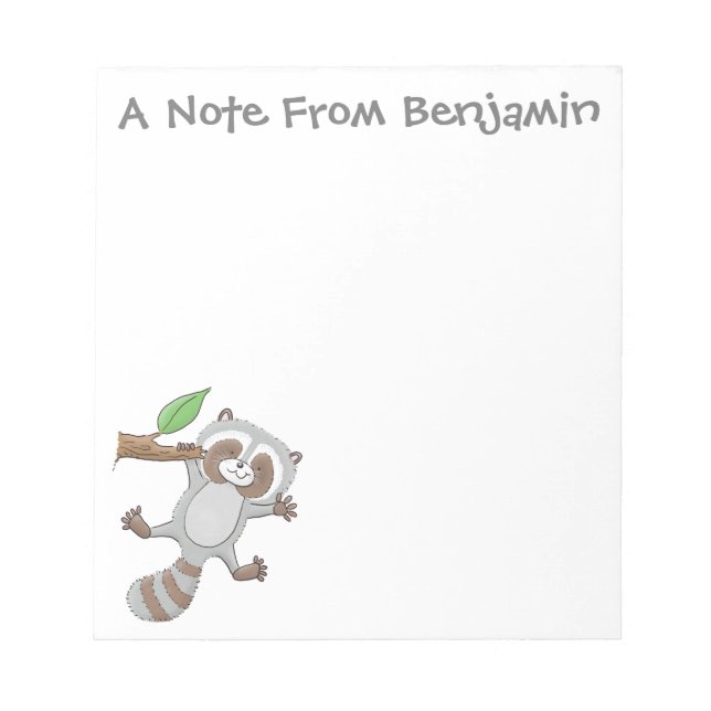 Bloc De Notas Ilustracion de bebé de raccoon feliz lindo (Frente)
