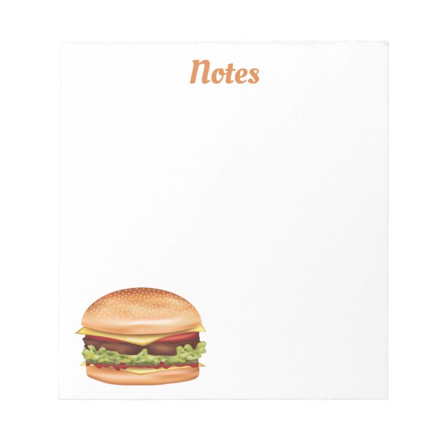 Bloc De Notas Ilustración de comida rápida de hamburguesa con te (Frente)
