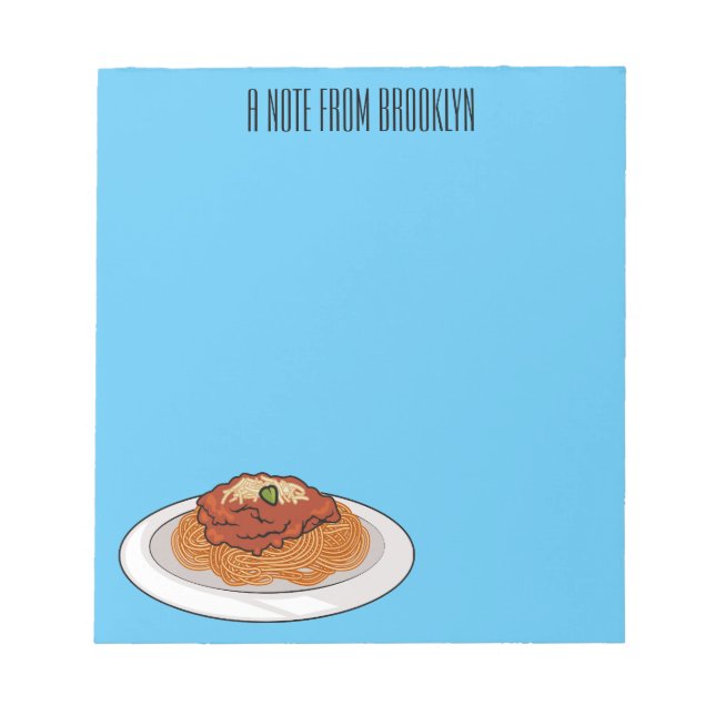 Bloc De Notas Ilustración de dibujos animados de espaguetis (Frente)