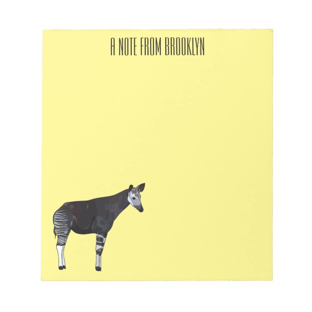 Bloc De Notas Ilustración de dibujos animados de okapi (Frente)