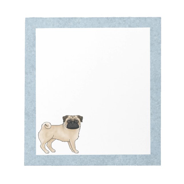 Bloc De Notas Ilustración de dibujos animados de perro Pug cerva (Frente)
