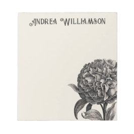 Bloc De Notas Ilustracion de flores de peones vintage personaliz