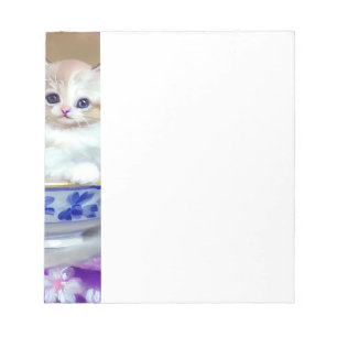 Bloc De Notas Ilustracion de gatito blanco vintage