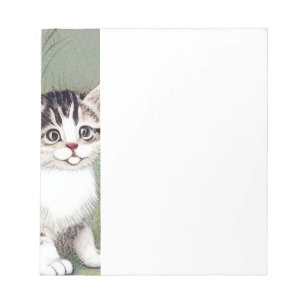 Bloc De Notas Ilustracion de gatito vintage a rayas