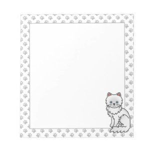 Bloc De Notas Ilustración de gato de dibujos animados blanco per