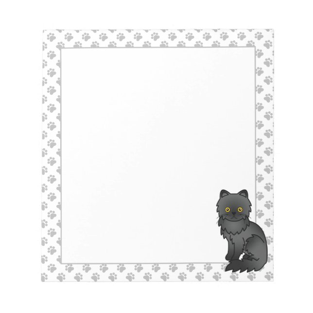Bloc De Notas Ilustración de gato de dibujos animados persa negr (Frente)