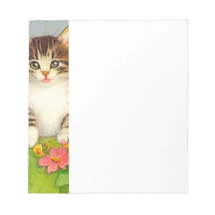 Bloc De Notas Ilustracion de gato sonriente vintage