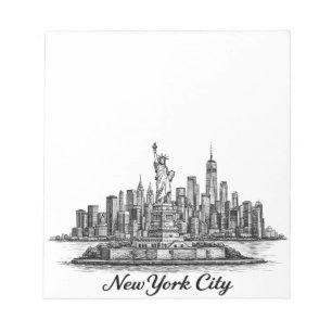 Bloc De Notas Ilustración de línea del horizonte de la ciudad de