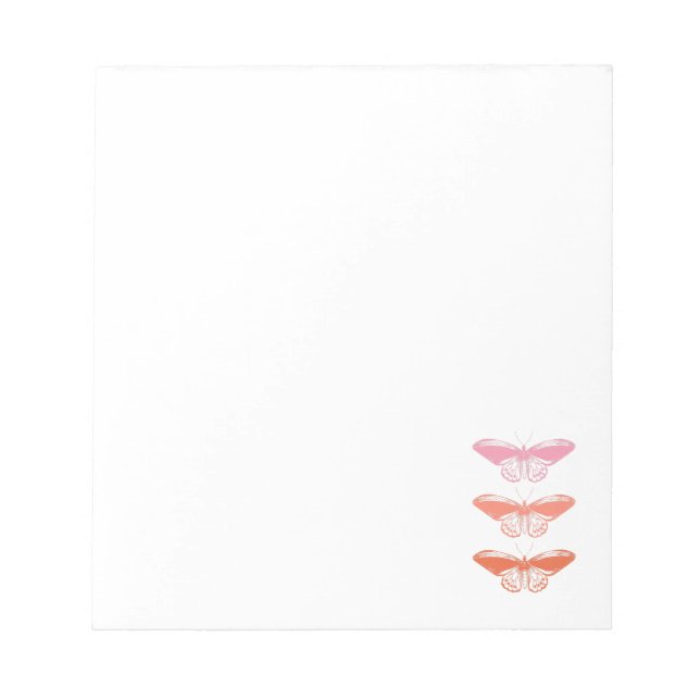 Bloc De Notas Ilustracion de mariposa rosa de época (Frente)