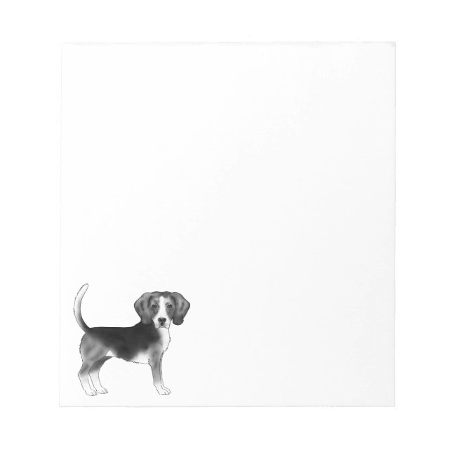Bloc De Notas Ilustracion De Perro Beagle Cudo En Blanco Y Negro (Frente)
