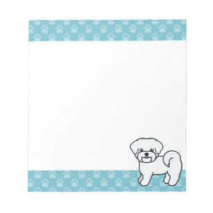 Bloc De Notas Ilustración de perro maltés blanco con bordes azul