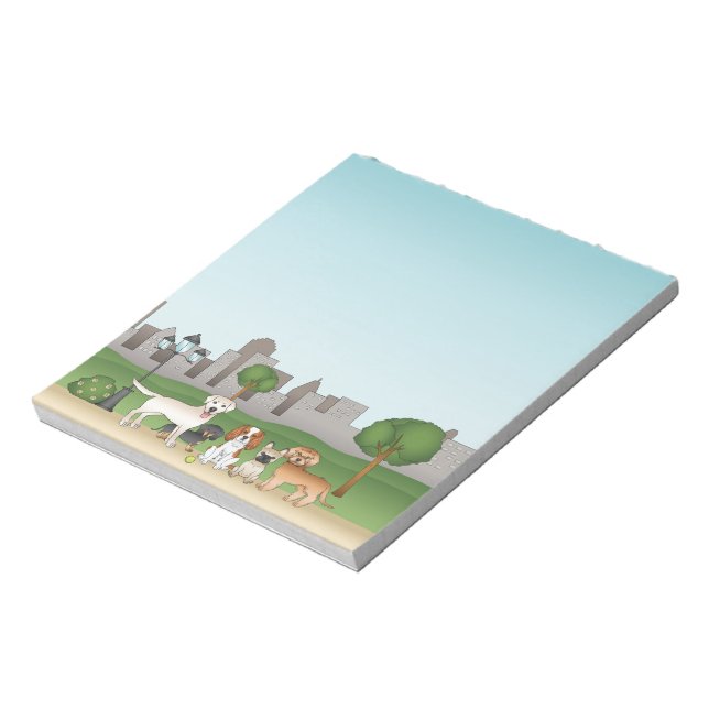 Bloc De Notas Ilustración de perros de dibujos animados lindos e (Lado Izquierdo)