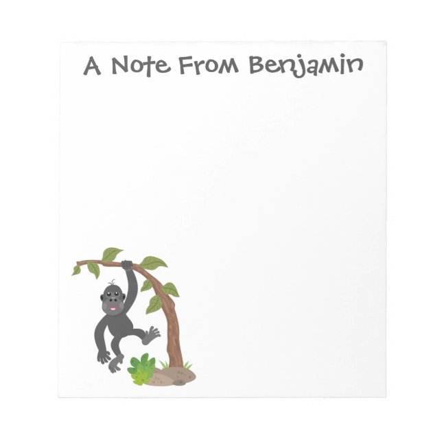 Bloc De Notas Ilustracion de personalizado de bebé gorila feliz (Frente)