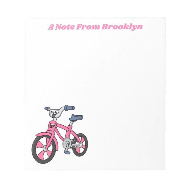 Bloc De Notas Ilustracion de personalizado de bicicleta de niños (Frente)