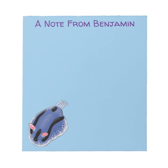 Bloc De Notas Ilustracion de personalizado de nudibranquias azul (Frente)