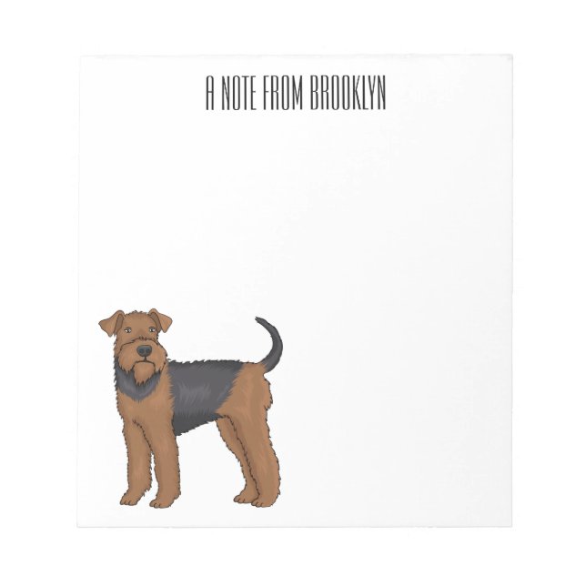 Bloc De Notas Ilustracion de personalizado de perro Airedale ter (Frente)