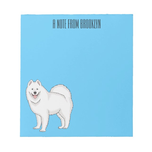 Bloc De Notas Ilustracion de personalizado de perro de Samoyed (Frente)
