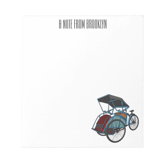 Bloc De Notas Ilustracion de personalizado de rickshaw en bicicl (Frente)
