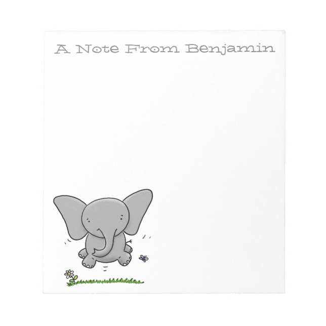Bloc De Notas Ilustracion de personalizado verde de elefante beb (Frente)