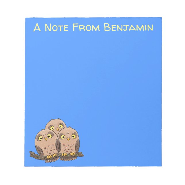 Bloc De Notas Ilustracion de trío de búho lindo (Frente)