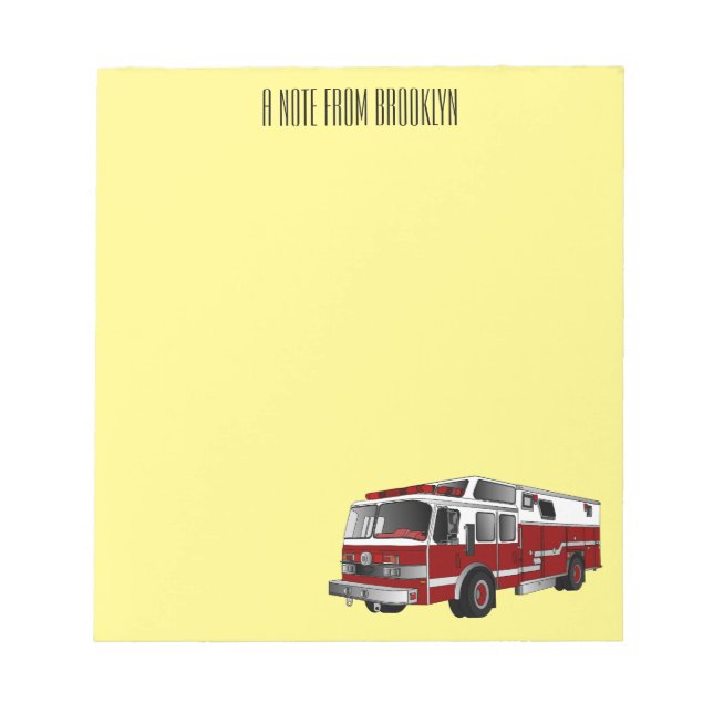 Bloc De Notas Ilustracion del personalizado del motor de fuego (Frente)