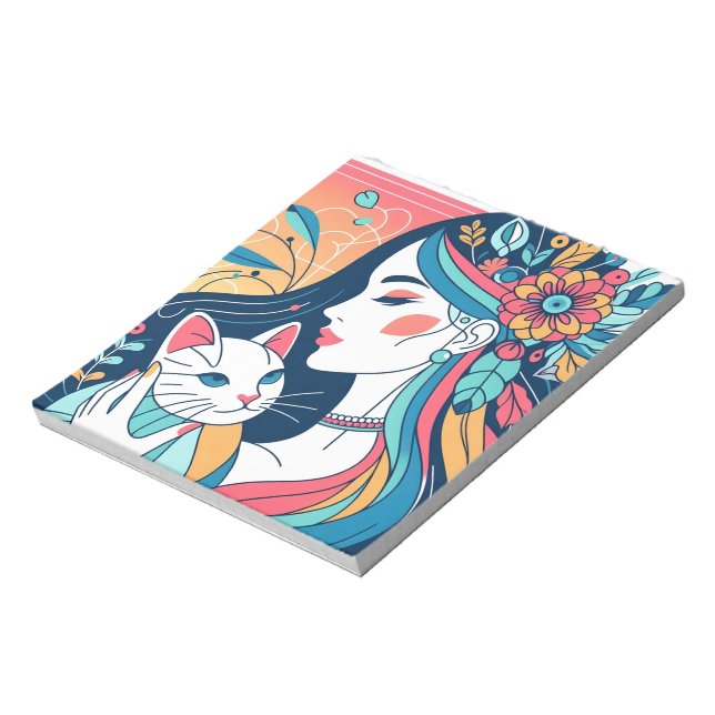 Bloc De Notas Ilustracion gráfico de Cat Lady (Lado Izquierdo)