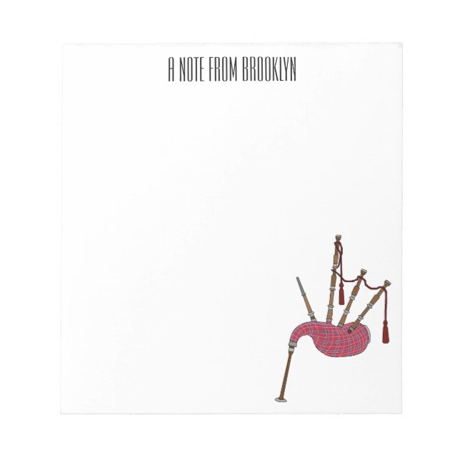 Bloc De Notas Ilustracion personalizado Bagpipes (Frente)