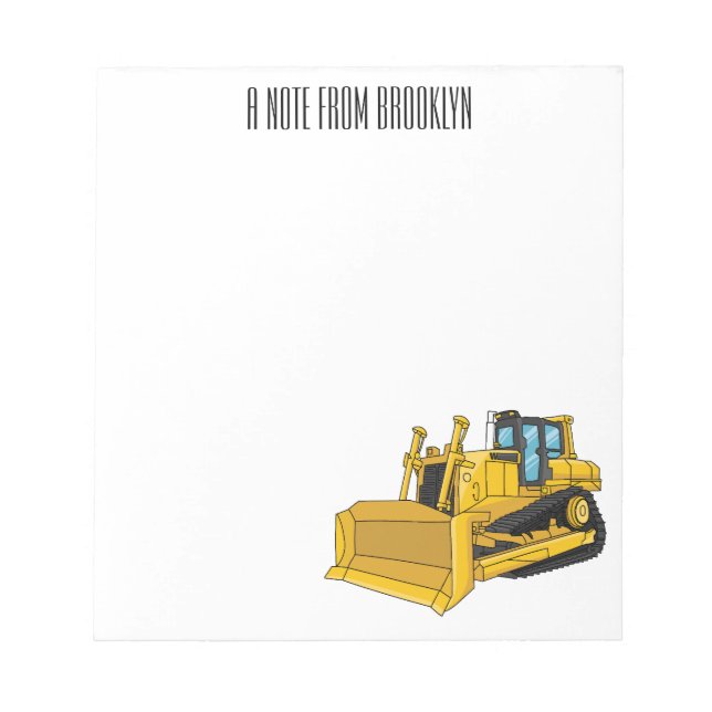 Bloc De Notas Ilustracion personalizado Bulldozer (Frente)
