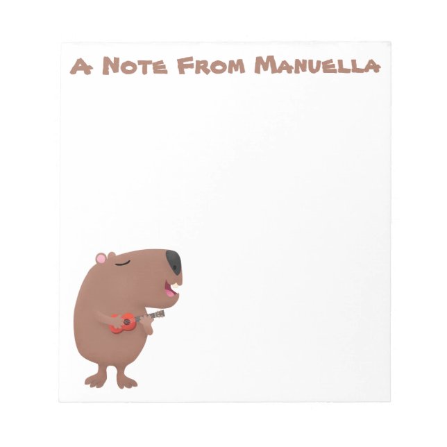 Bloc De Notas Ilustracion personalizado de capybara ukulele cant (Frente)