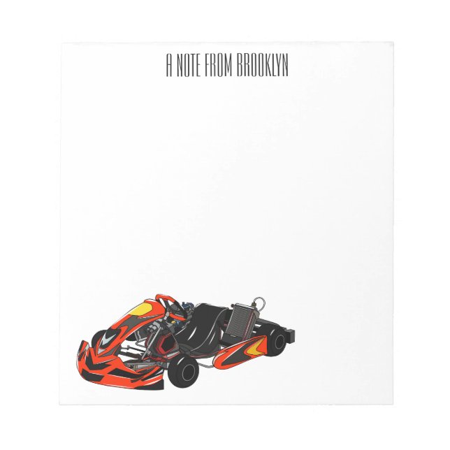 Bloc De Notas Ilustracion personalizado de carreras de Kart (Frente)
