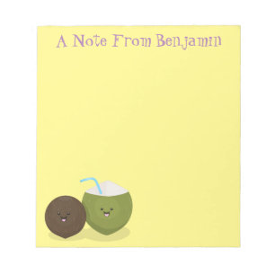 Bloc De Notas Ilustracion personalizado de cocos kawaii alegres