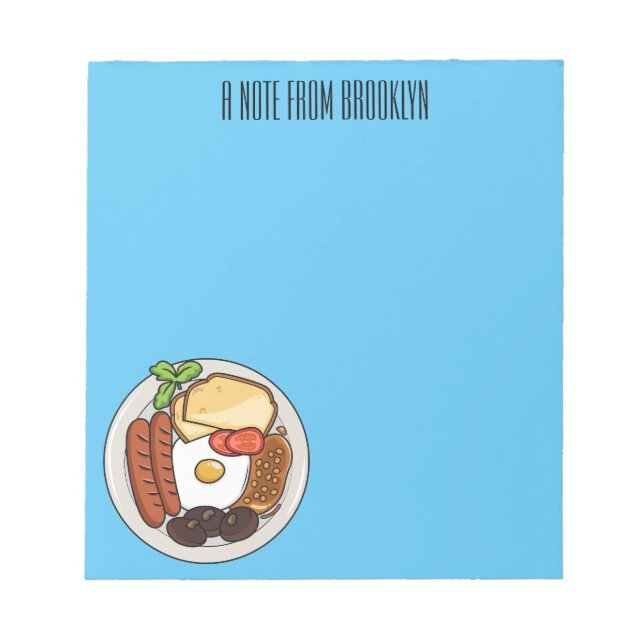 Bloc De Notas Ilustracion personalizado de desayuno inglés (Frente)