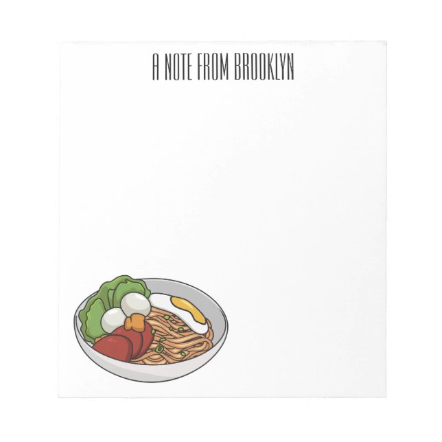 Bloc De Notas Ilustracion personalizado de fideos (Frente)