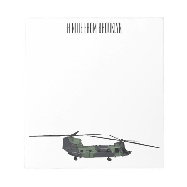 Bloc De Notas Ilustracion personalizado de helicóptero del ejérc (Frente)