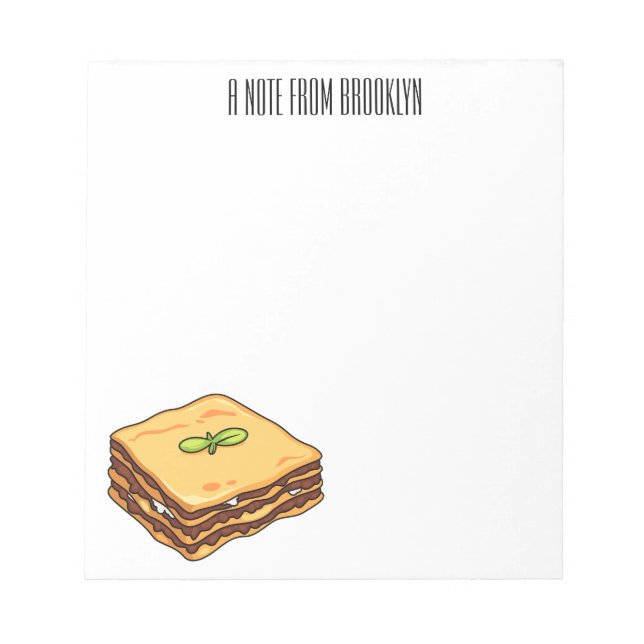 Bloc De Notas Ilustracion personalizado de Lasagna (Frente)