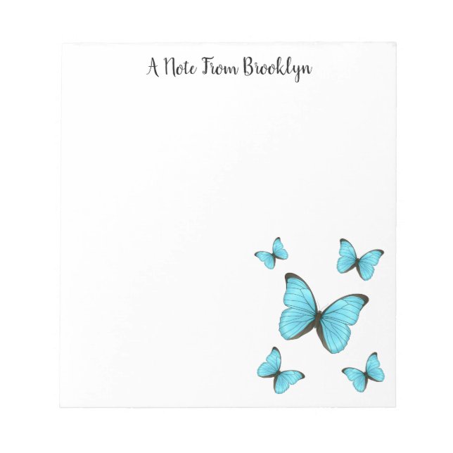 Bloc De Notas Ilustracion personalizado de mariposas morfo (Frente)