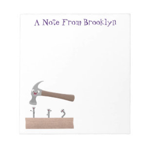 Bloc De Notas Ilustracion personalizado de martillo y clavos lin