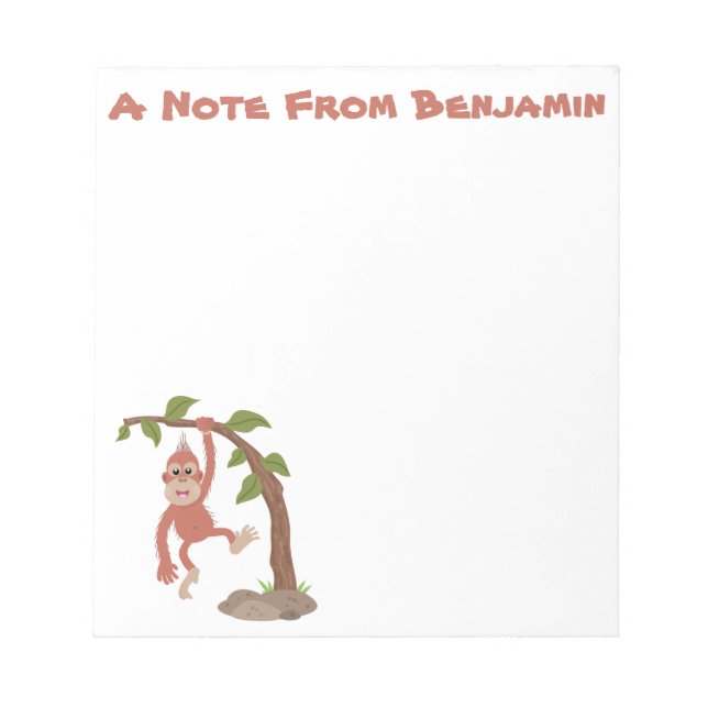 Bloc De Notas Ilustracion personalizado de orangután bebé feliz (Frente)