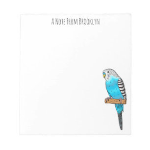 Bloc De Notas Ilustracion personalizado de pájaro budgerigar azu
