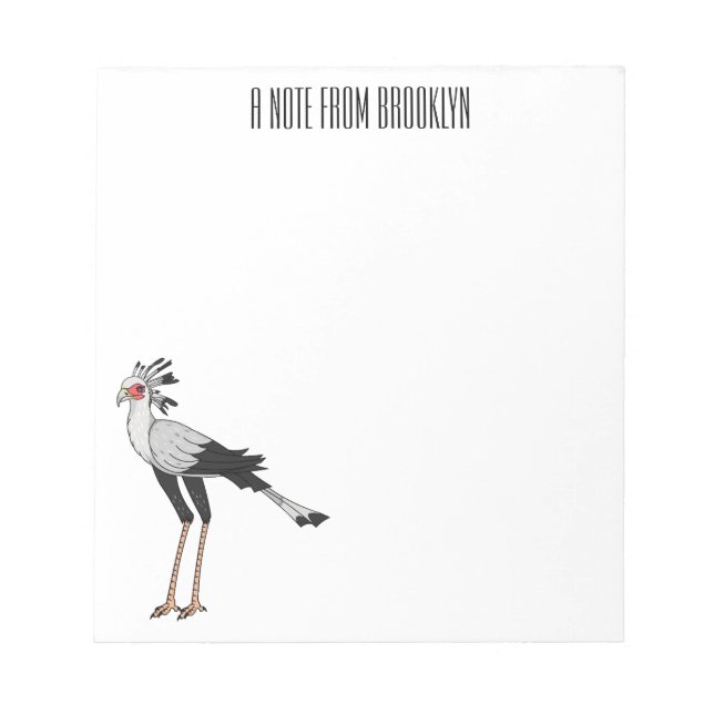 Bloc De Notas Ilustracion personalizado de pájaro de Secretario (Frente)