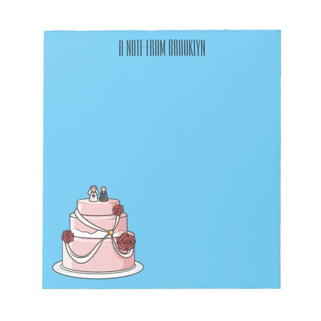 Bloc De Notas ilustracion personalizado de pastel boda (Frente)
