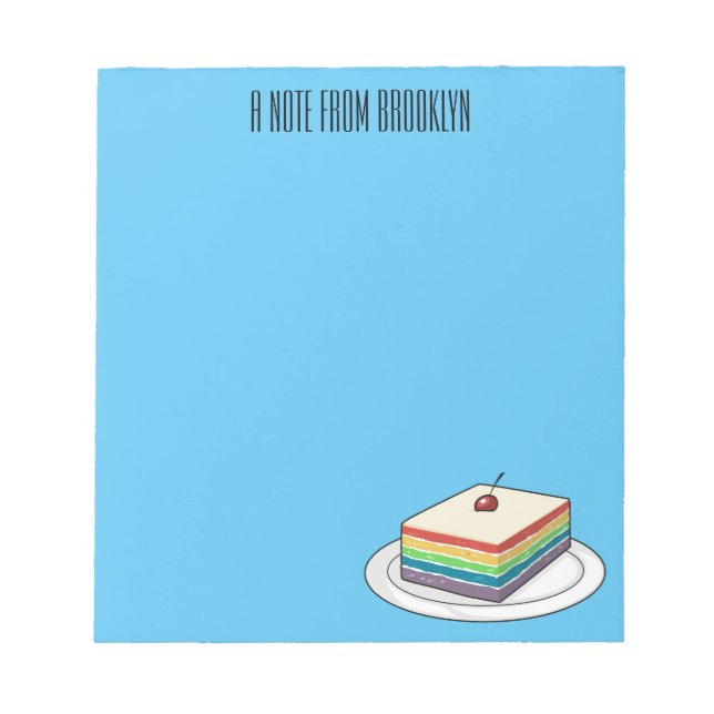 Bloc De Notas Ilustracion personalizado de pastel de arcoiris (Frente)