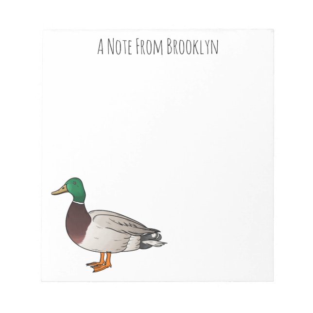 Bloc De Notas Ilustracion personalizado de pato mallard (Frente)