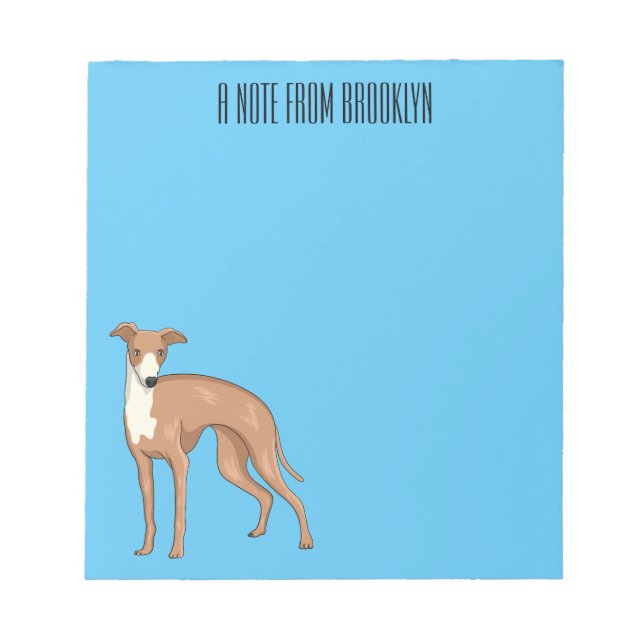 Bloc De Notas Ilustracion personalizado de perro de Greyhound (Frente)