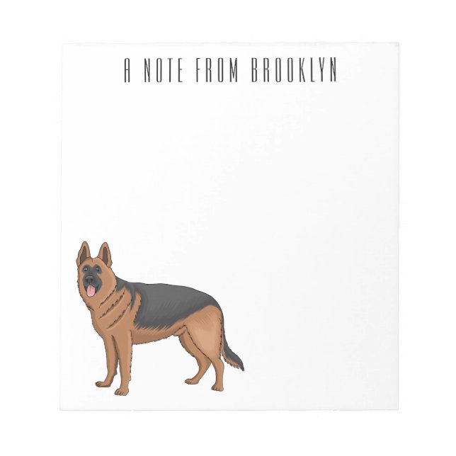 Bloc De Notas Ilustracion personalizado de perro pastor alemán (Frente)
