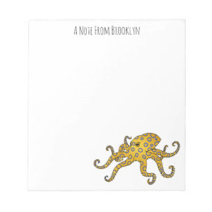 Bloc De Notas Ilustracion personalizado de pulpo de anillo azul