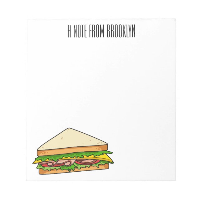 Bloc De Notas Ilustracion personalizado de sándwich (Frente)