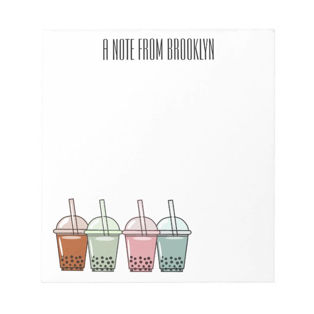 Bloc De Notas Ilustracion personalizado de té de burbujas (Frente)