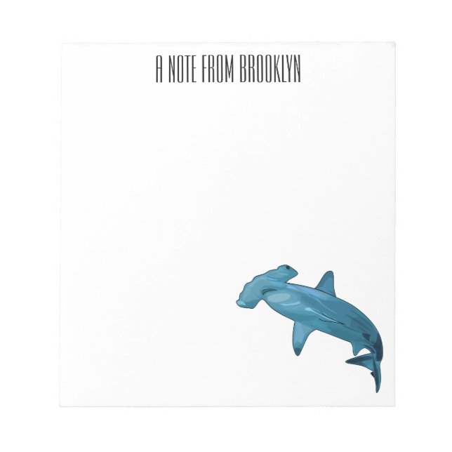 Bloc De Notas Ilustracion personalizado de tiburón martillo (Frente)